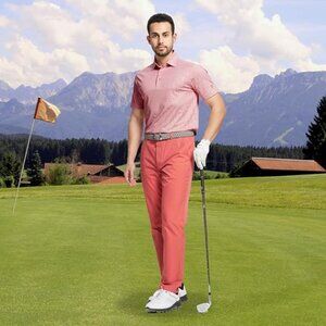 M MAELREG Men's Short Sleeve Dry Fit Light Pink Performance Polo Size XL  NWT